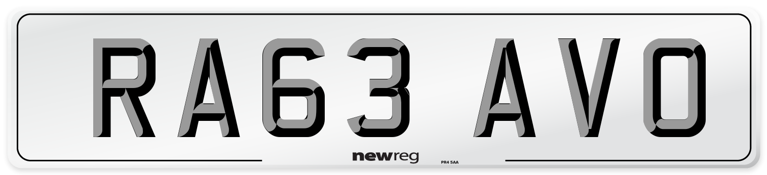 RA63 AVO Number Plate from New Reg